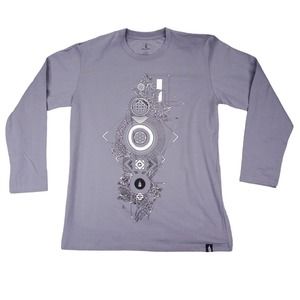 Threyda Shirt Mens Large Gray Pullover Lightweight Geometric Logo Mandala 2729‎